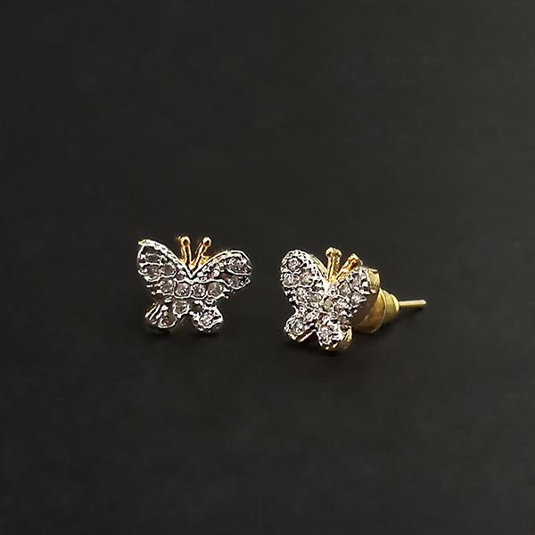 Labono Art AD Stone Gold Plated Butterfly Stud Earrings - FAW0051