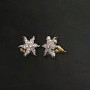 Labono Art Rhodium Plated AD Stone Stud Earrings - FAW0052