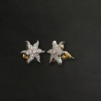 Labono Art Rhodium Plated AD Stone Stud Earrings - FAW0052