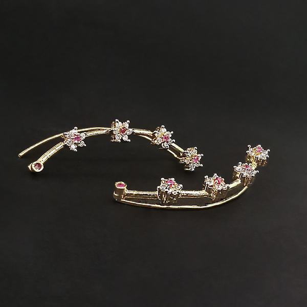 Labono Art Ruby Stone Gold Plated Earrcuffs - FAW0057