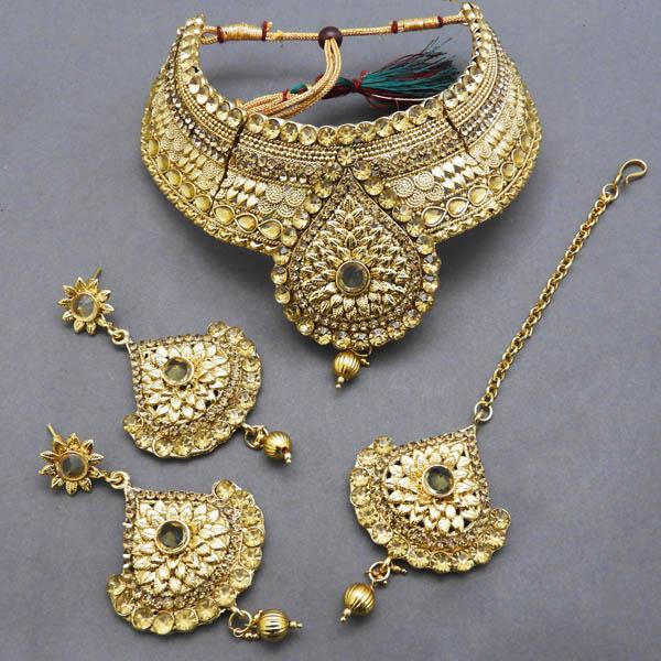 Bajrang Stone Copper Necklace Set With Maang Tikka - FBA0010A