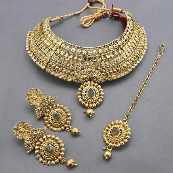 Bajrang Stone Copper Necklace Set With Maang Tikka - FBA0015