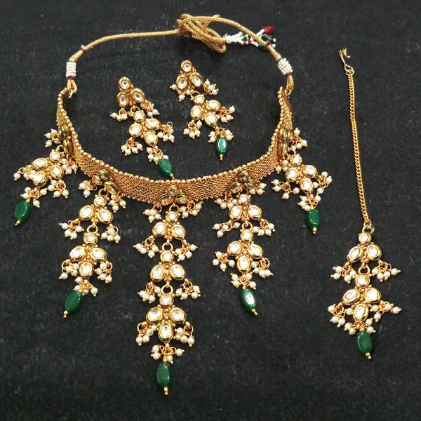 Real Creation AD Stone Copper Necklace Set With Maang Tikka - FBB0002