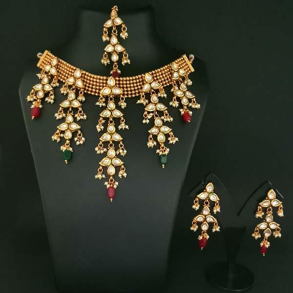 Real Creation Kundan Copper Necklace Set With Maang Tikka - FBB0003A