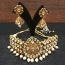 Real Creation AD Stone Pearl Choker Copper Necklace Set - FBB0006