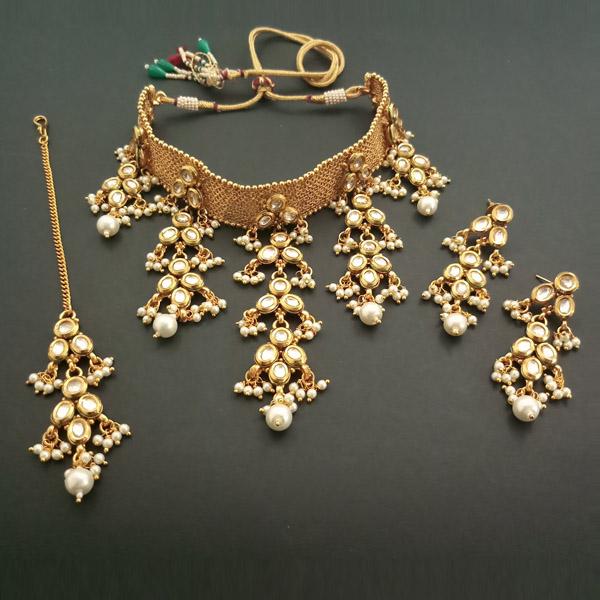 Real Creation AD Stone Copper Necklace Set With Maang Tikka - FBB0031B