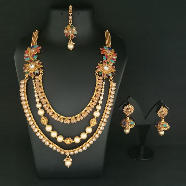 Real Creation AD Stone Copper Necklace Set With Maang Tikka - FBB0039A