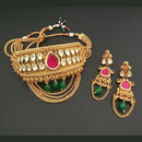 Real Creation AD Stone Kundan Choker Copper Necklace Set - FBB0044A