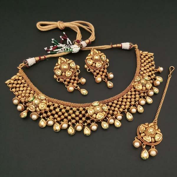 Real Creation AD Stone Copper Necklace Set With Maang Tikka - FBB0051