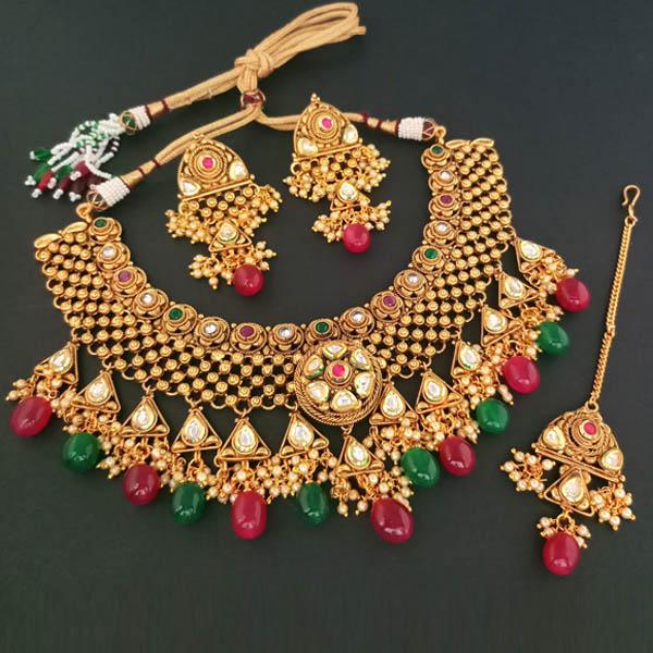 Real Creation Kundan Copper Necklace Set With Maang Tikka - FBB0052A