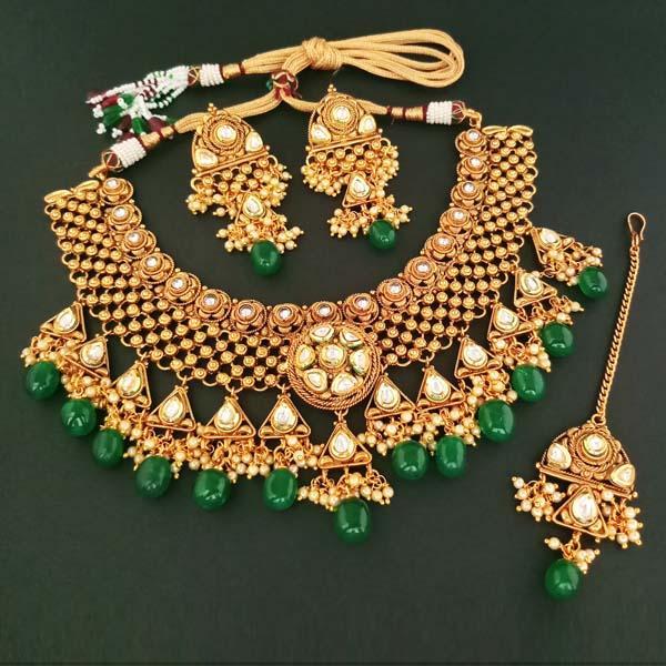 Real Creation Kundan Copper Necklace Set With Maang Tikka - FBB0052C
