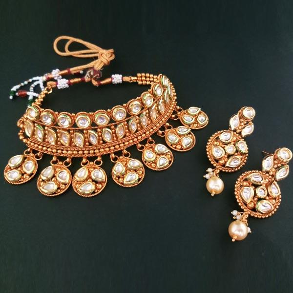 Real Creation AD Kundan Stone Copper Necklace Set - FBB0082B