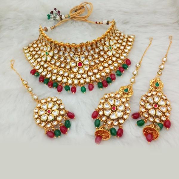 Real Creation AD Kundan Copper Necklace Set With Maang Tikka - FBB0088