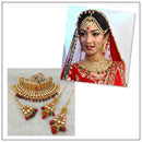 Real Creation AD Kundan Copper Necklace Set With Maang Tikka - FBB0090