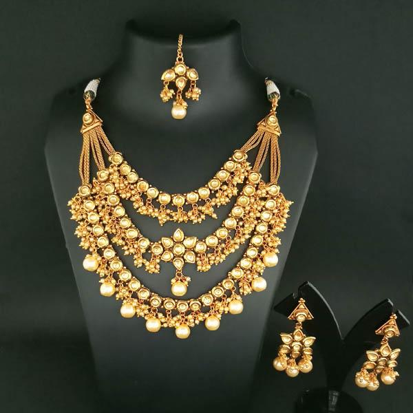 Real Creation Ad Stone Copper Necklace Set With Maang Tikka - FBB0096B