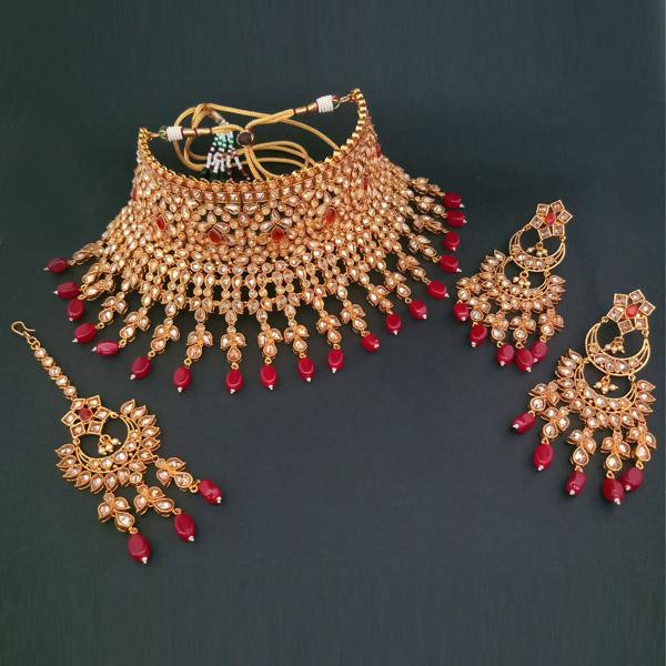 Real Creation AD Stone Copper Necklace Set With Maang Tikka - FBB0097