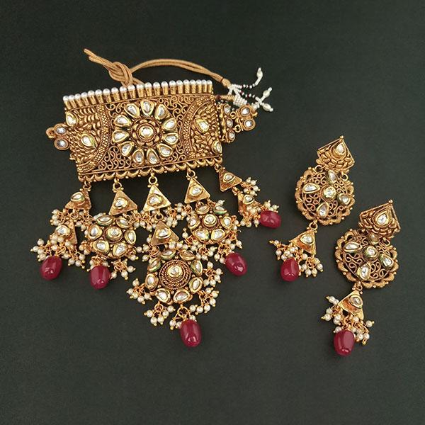 Real Creation Kundan Stone Choker Copper Necklace Set - FBB0128B