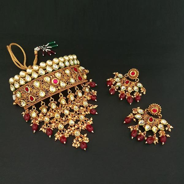 Real Creation Kundan Stone Choker Copper Necklace Set - FBB0135B