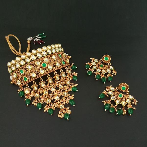 Real Creation Kundan Stone Choker Copper Necklace Set - FBB0135C