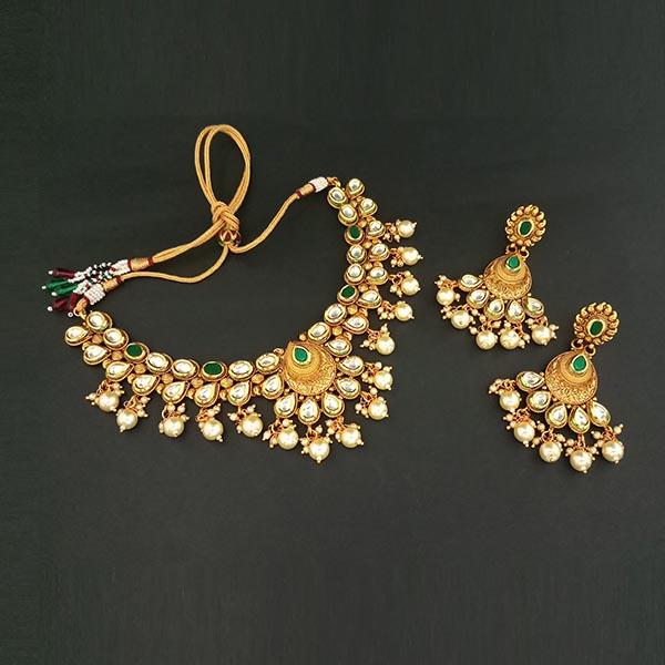 Real Creation Kundan Stone Copper Necklace Set - FBB0136C