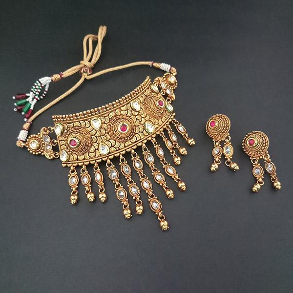 Real Creation AD Stone Choker Copper Necklace Set - FBB0140B