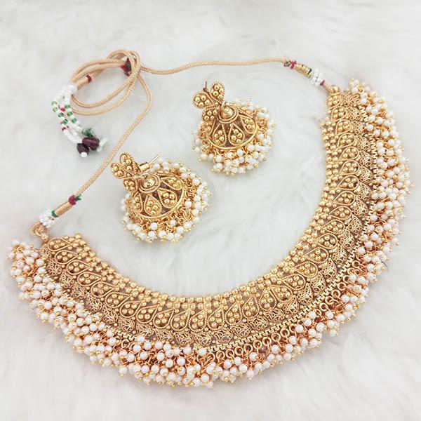 Real Creation White Beads Copper Necklace Set - FBB0151