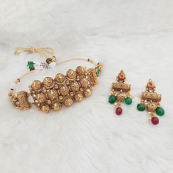 Real Creation AD Stone Copper Choker Necklace Set - FBB0158A