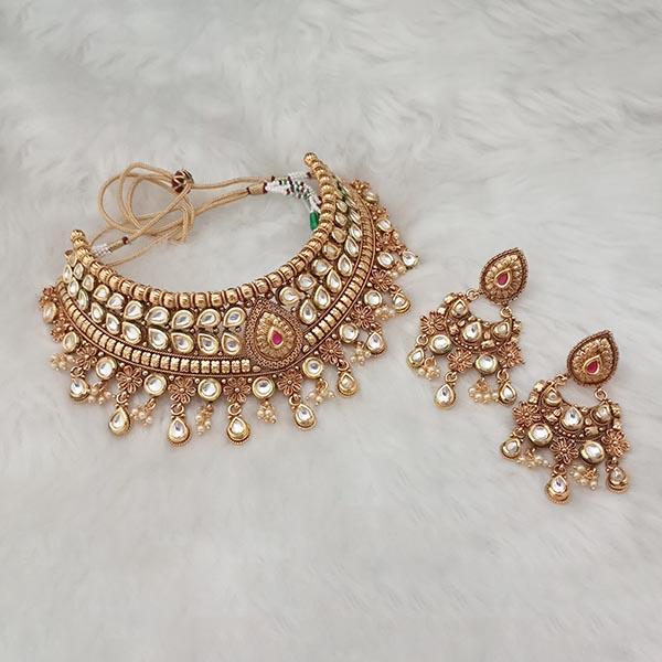 Real Creation AD Kundan Stone Copper Necklace Set - FBB0164A