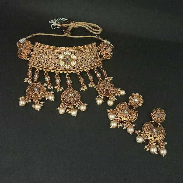 Real Creation Kundan AD Stone Choker Copper Necklace Set - FBB0180