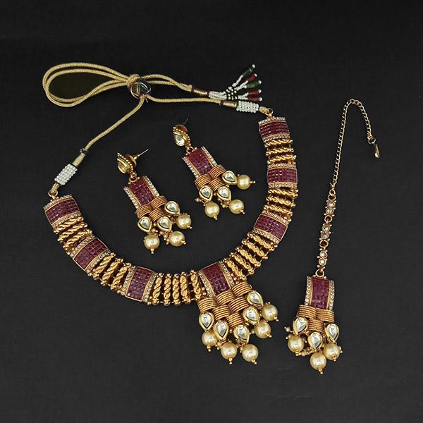 Real Creation AD Stone Choker Copper Necklace Set - FBB0201
