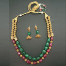 Ganpati Arts Maroon And Green Beads Copper Necklace Set - FBC0004A