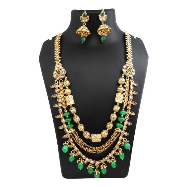 Ganpati Arts Green Beads Layer Copper Necklace Set - FBC0005B