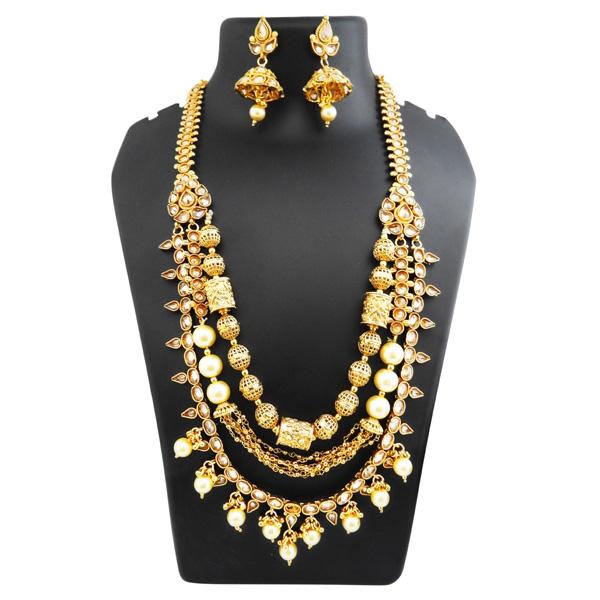 Ganpati Arts Stone Pearl Layer Copper Necklace Set - FBC0005C