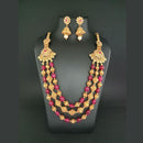 Ganpati Arts Maroon Beads Copper Necklace Set - FBC0008B