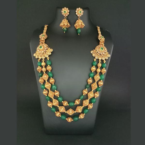 Ganpati Arts Green Beads Copper Necklace Set - FBC0008C