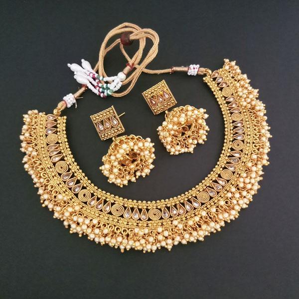 Ganpati Arts Stone Pearl Copper Necklace Set - FBC0010