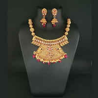 Ganpati Arts Maroon Beads Copper Necklace Set - FBC0013B