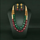 Ganpati Arts Maroon Beads Copper Necklace Set - FBC0014A