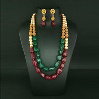 Ganpati Arts Maroon Beads Copper Necklace Set - FBC0014A