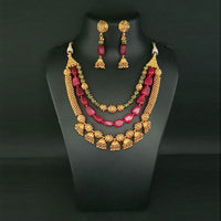 Ganpati Arts Maroon Beads Copper Necklace Set - FBC0015
