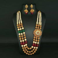 Ganpati Arts Maroon Beads Copper Necklace Set - FBC0016