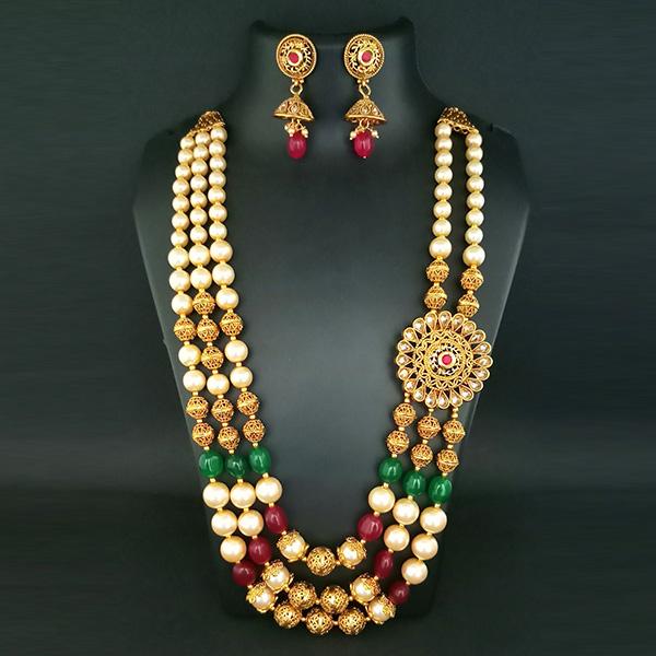 Ganpati Arts Green Beads Copper Necklace Set - FBC0017A