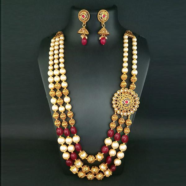 Ganpati Arts AD Stone & Beads Copper Necklace Set - FBC0017B