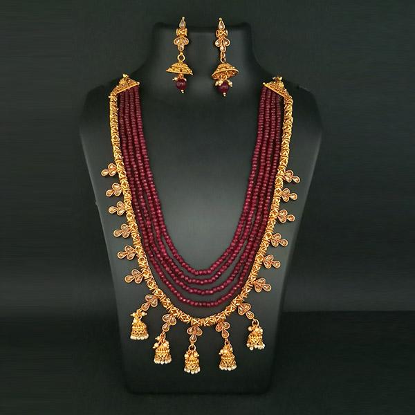 Ganpati Arts AD Stone & Beads Copper Necklace Set - FBC0018