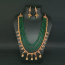 Ganpati Arts AD Stone Green Beads Copper Necklace Set - FBC0018A