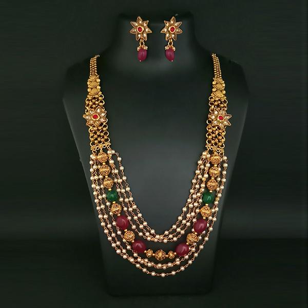 Ganpati Arts AD Stone & Beads Copper Necklace Set - FBC0022A