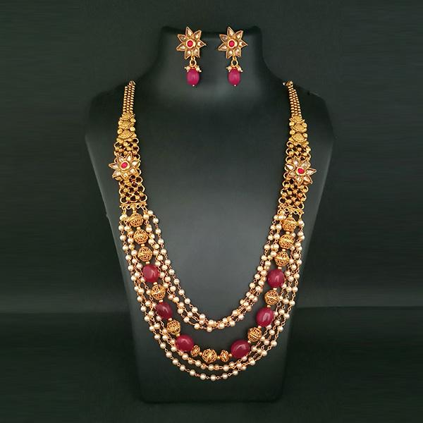 Ganpati Arts AD Stone & Beads Copper Necklace Set - FBC0022B