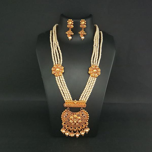 Ganpati Arts AD Stone Pearl Copper Necklace Set - FBC0023A