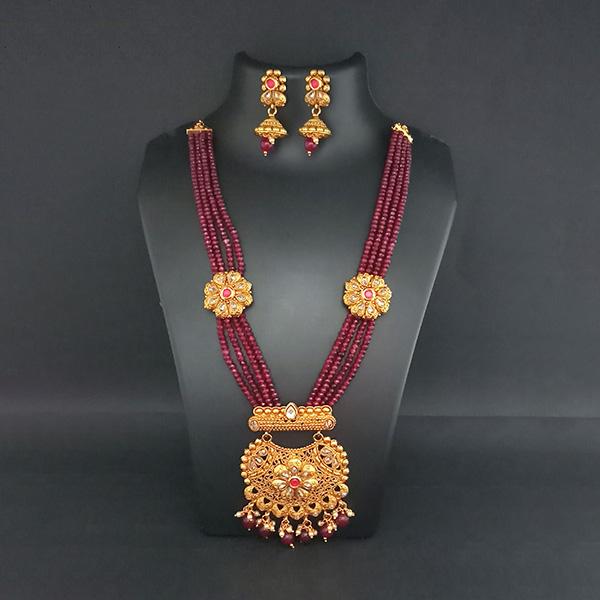 Ganpati Arts AD Stone Beads Copper Necklace Set - FBC0023B