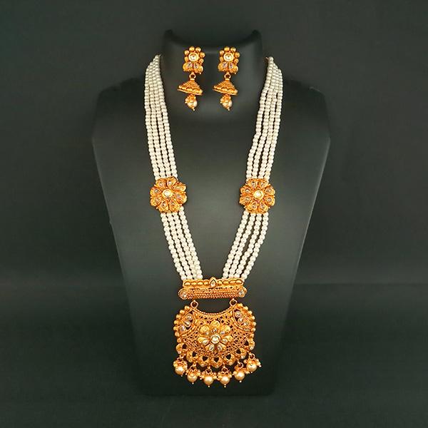 Ganpati Arts AD Stone Pearl Copper Necklace Set - FBC0023C